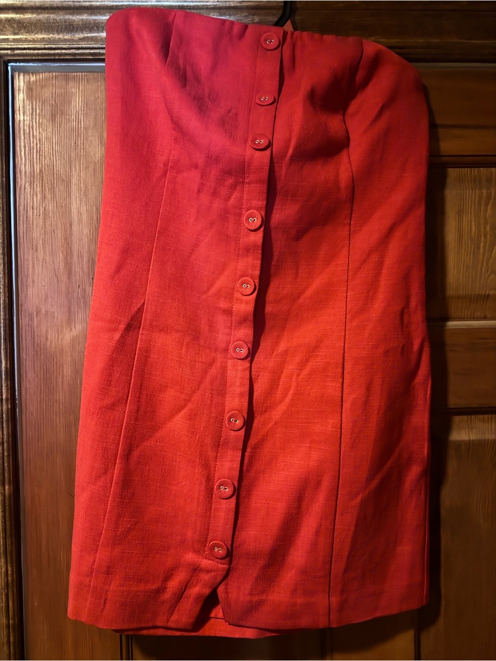 Endless Rose Strapless Button-Front Dress in Red